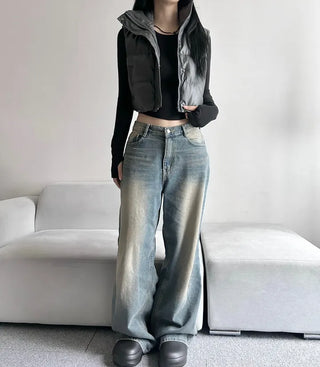 Unique Cropped Leather Padded Vest Jacket Daily Training