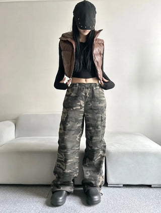 Unique Cropped Leather Padded Vest Jacket Daily Training