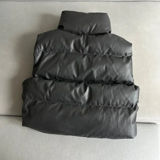 Unique Cropped Leather Padded Vest Jacket Daily Training