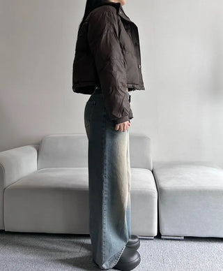 Leather String Crop Padded Jacket Daily Unique Y2K