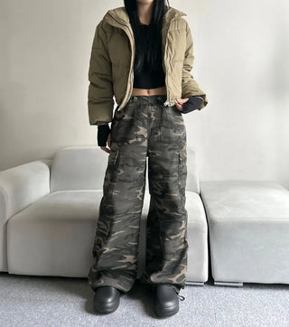 Leather String Crop Padded Jacket Daily Unique Y2K