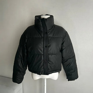 Leather String Crop Padded Jacket Daily Unique Y2K