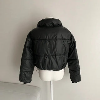 Leather String Crop Padded Jacket Daily Unique Y2K