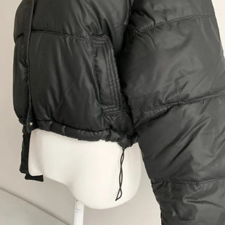 Leather String Crop Padded Jacket Daily Unique Y2K