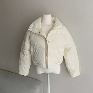 Leather String Crop Padded Jacket Daily Unique Y2K