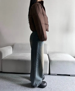 Daily Short Padded Jacket Wellon Crop Unique Basic