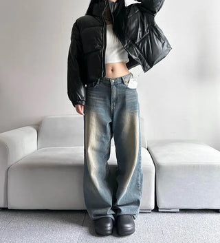 Winner Winter Crop Short Padded Jacket Leather Unique