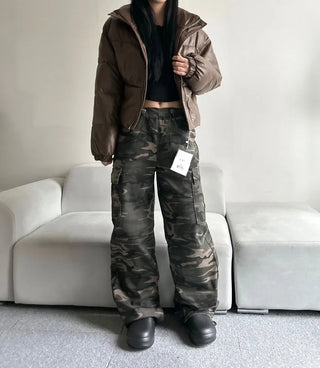 Winner Winter Crop Short Padded Jacket Leather Unique