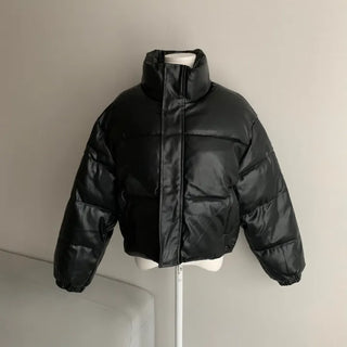 Winner Winter Crop Short Padded Jacket Leather Unique