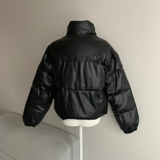 Winner Winter Crop Short Padded Jacket Leather Unique