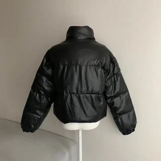 Winner Winter Crop Short Padded Jacket Leather Unique