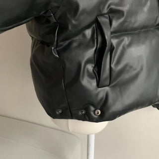Winner Winter Crop Short Padded Jacket Leather Unique
