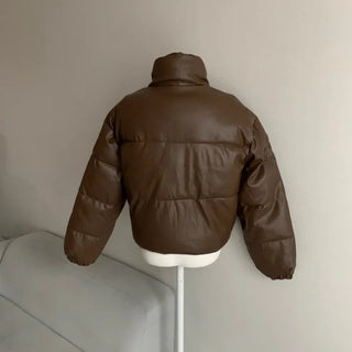 Winner Winter Crop Short Padded Jacket Leather Unique