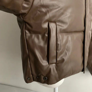 Winner Winter Crop Short Padded Jacket Leather Unique
