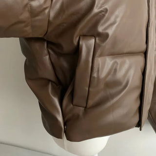 Winner Winter Crop Short Padded Jacket Leather Unique