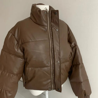 Winner Winter Crop Short Padded Jacket Leather Unique