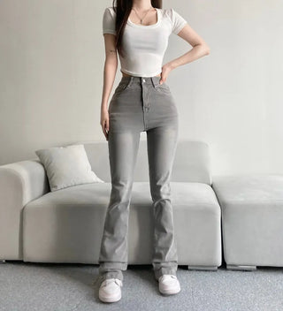 Vintage Washed Bootcut Denim Jeans Y2K Short Standard