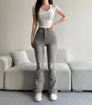 Vintage Washed Bootcut Denim Jeans Y2K Short Standard