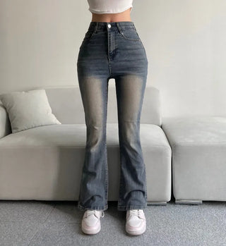 Vintage Washed Bootcut Denim Jeans Y2K Short Standard