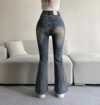 Vintage Washed Bootcut Denim Jeans Y2K Short Standard