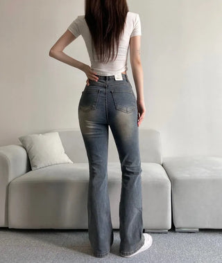 Vintage Washed Bootcut Denim Jeans Y2K Short Standard
