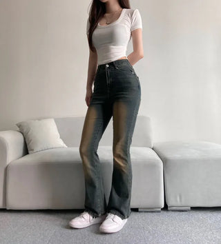 Vintage Washed Bootcut Denim Jeans Y2K Short Standard