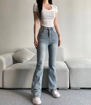 Vintage Washed Bootcut Denim Jeans Y2K Short Standard