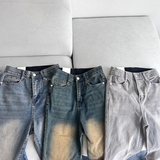 Vintage Washed Bootcut Denim Jeans Y2K Short Standard