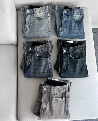 Vintage Washed Bootcut Denim Jeans Y2K Short Standard