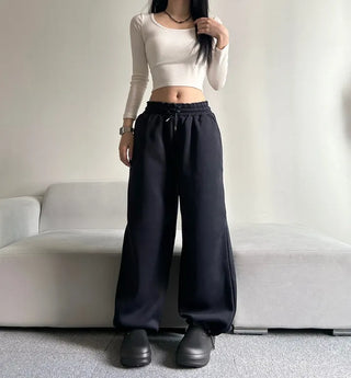 Fleece-Lined Elastic Wide Sweatpants Training Suit Unique Daily