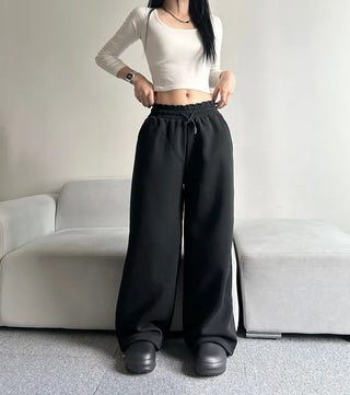 Fleece-Lined Elastic Wide Sweatpants Training Suit Unique Daily