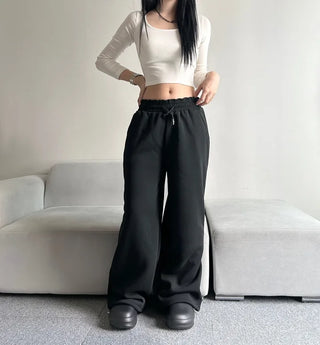 Fleece-Lined Elastic Wide Sweatpants Training Suit Unique Daily