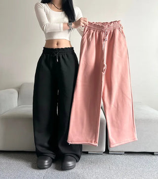 Fleece-Lined Elastic Wide Sweatpants Training Suit Unique Daily