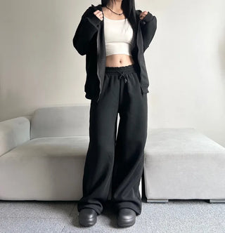 Fleece-Lined Elastic Wide Sweatpants Training Suit Unique Daily