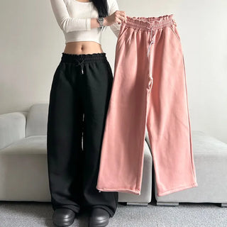 Fleece-Lined Elastic Wide Sweatpants Training Suit Unique Daily