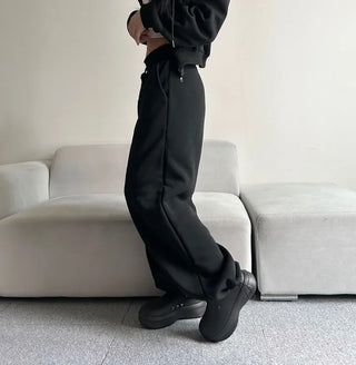 Fleece-Lined Elastic Wide Sweatpants Training Suit Unique Daily