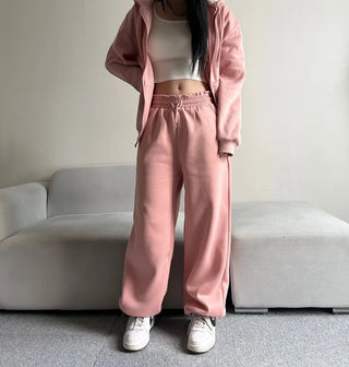 Fleece-Lined Elastic Wide Sweatpants Training Suit Unique Daily
