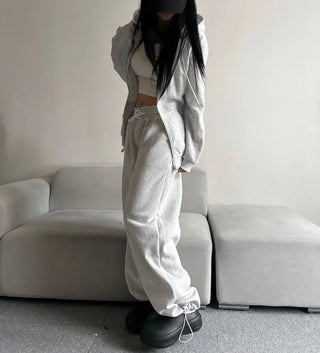 Fleece-Lined Elastic Wide Sweatpants Training Suit Unique Daily