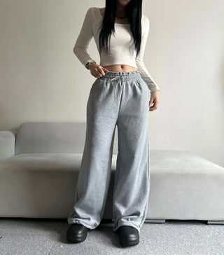 Fleece-Lined Elastic Wide Sweatpants Training Suit Unique Daily