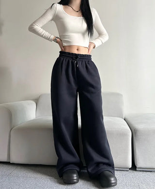 Fleece-Lined Elastic Wide Sweatpants Training Suit Unique Daily