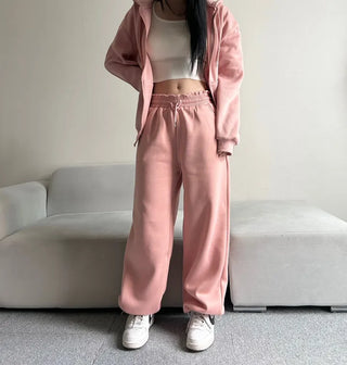 Fleece Zip-up Hoodie Crop Loose Fit Oversized Transitional