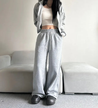 Fleece Zip-up Hoodie Crop Loose Fit Oversized Transitional