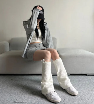Fleece Zip-up Hoodie Crop Loose Fit Oversized Transitional