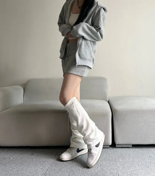 Fleece Zip-up Hoodie Crop Loose Fit Oversized Transitional