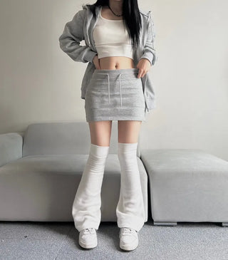 Fleece Zip-up Hoodie Crop Loose Fit Oversized Transitional