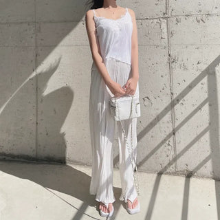 Goddess Pleated Wide Pants Elastic Waist