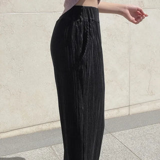 Goddess Pleated Wide Pants Elastic Waist