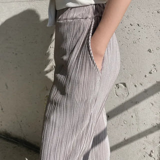 Goddess Pleated Wide Pants Elastic Waist