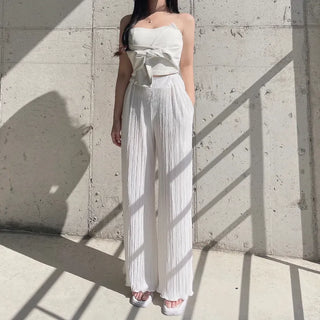 Goddess Pleated Wide Pants Elastic Waist