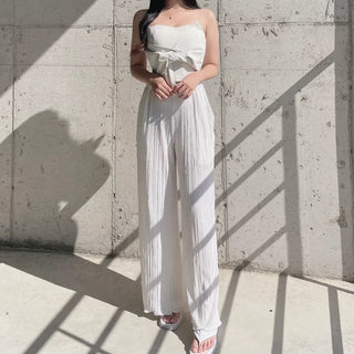 Goddess Pleated Wide Pants Elastic Waist